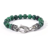 Stainless Steel Green Agate Bracelet for Men, Green Agate Beaded Jewelry, Gift for Dad, Stylish Bracelet