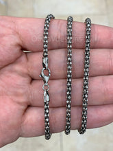 Sterling Silver Oxidized Popcorn Chain 3.5mm, Boho Style Chain, Oxidized Chain, Chain For Pendant, Sterling Silver Poporn, Rustic Chain