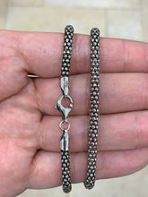 Sterling Silver Oxidized Popcorn Chain 4.5mm, Boho Style Chain, Oxidized Chain, Chain For Pendant, Sterling Silver Poporn, Rustic Chain