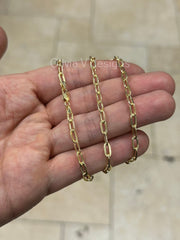 14k Yellow Gold Elongated Link Chain 4x8 , Paper Clip Necklace, Rectangular Staple Link Chain Necklace For Women, Layering Chain