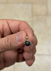 14k Yellow Gold Greek Evil Eye Pendant, Dainty Eye - Genuine 14k Yellow Gold - Pendant Gift, Dainty, Good Luck Protection Charm, Blue