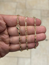 18K Yellow Gold Plated Elongated Link Chain, Paper Clip necklace, Rectangular Staple Link Chain Bracelet Necklace For Women, Layering Chain