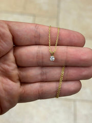 0.25 Carat  Lab Grown Round Diamond Solitaire Pendant in 14K Yellow Gold, Color D/E VS1-VS2