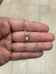 0.30 Carat Round Cut Real (Natural) Round Diamond Solitaire Pendant Necklace In 14K White Gold, G-H