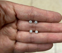 0.50 Carat TW Real (Natural) Round Diamond Solitaire Stud Earrings in 14K Gold, Color G/H