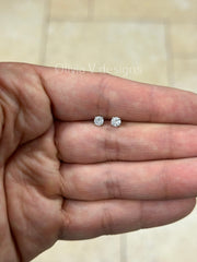 0.50 Carat TW Real (Natural) Round Diamond Solitaire Stud Earrings in 14K White Gold, 4-Prong Screw Back Basket Setting COLOR G/H