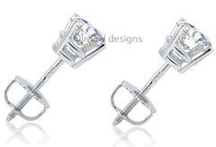 0.50 Carat TW Real (Natural) Round Diamond Solitaire Stud Earrings in 14K White Gold Color G/H I1