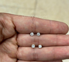 0.50 Carat TW Real (Natural) Round Diamond Solitaire Stud Earrings in 14K Gold, Color G/H