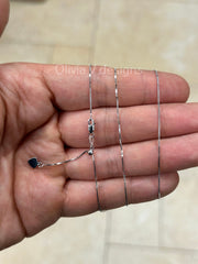 0.7mm Solid Adjustable Box Chain Chain REAL 10K White Gold Up To 22", Box Chain, Genuine 10k