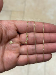 0.7mm Solid Adjustable Box Chain Chain REAL 10K Yellow Gold Up To 22", Box Chain, Genuine 10k
