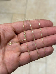 0.7mm Solid Adjustable Box Chain Chain REAL 10K Yellow Gold Up To 22", Box Chain, Genuine 10k