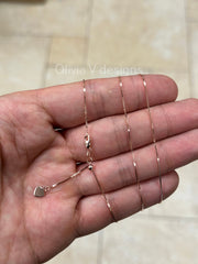 0.7mm Solid Adjustable Box Chain Chain REAL 14K Rose Gold Up To 22", Box Chain, Genuine 14k