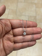 0.80 Carat Round Cut Real (Natural) Round Diamond Solitaire Pendant Necklace In 14K White Gold, G-H