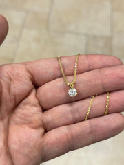 0.80 Carat Round Cut Real (Natural) Round Diamond Solitaire Pendant Necklace In 14K Yellow Gold, G-H