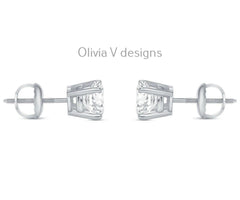 1.00 Carat TW Real Natural Round Diamond Solitaire Stud Earrings 14k White Gold Color G/H AAA Graded