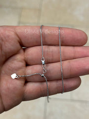 1.00mm Solid Adjustable Popcorn Chain REAL 14K White Gold Up To 22", Popcorn Chain, Genuine 14k