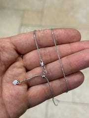 1.00mm Solid Adjustable Popcorn Chain REAL 14K White Gold Up To 22", Popcorn Chain, Genuine 14k
