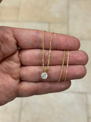 1.1 Carat Round Cut Real (Natural) Round Diamond Solitaire Pendant Necklace In 14K Yellow Gold, G-H