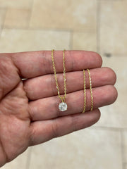 1.1 Carat Round Cut Real (Natural) Round Diamond Solitaire Pendant Necklace In 14K Yellow Gold, G-H