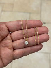 1.1 Carat Round Cut Real (Natural) Round Diamond Solitaire Pendant Necklace In 14K Yellow Gold, G-H