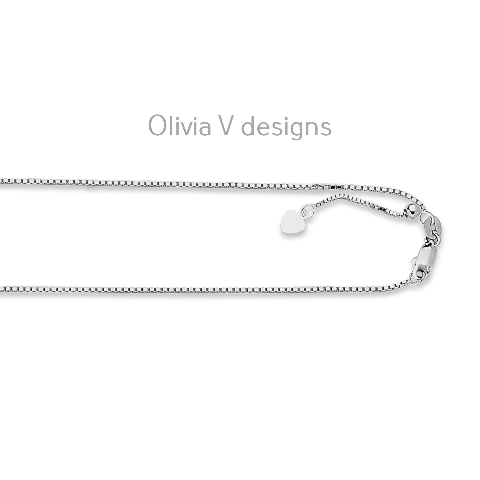 1.2mm Solid Adjustable Box Chain Chain REAL 14K White Gold Up To 22", Box Chain, Genuine 14k