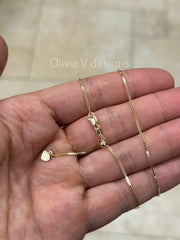 1.2mm Solid Adjustable Box Chain Chain REAL 14K Yellow Gold Up To 22", Box Chain, Genuine 14k