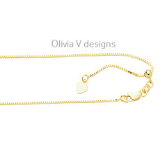 1.2mm Solid Adjustable Box Chain Chain REAL 14K Yellow Gold Up To 22", Box Chain, Genuine 14k