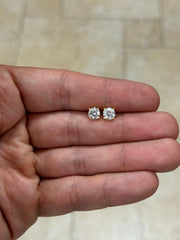 1.50 Carat Total Weight Real Natural Round Diamond Solitaire Stud Earrings in 14K Yellow Gold Color G/H