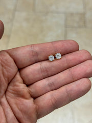 1.50 Carat Total Weight Real Natural Round Diamond Solitaire Stud Earrings in 14K Yellow Gold Color G/H