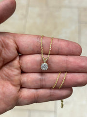 1.5 Carat Round Cut Real (Natural) Round Diamond Solitaire Pendant Necklace In 14K Yellow Gold, G-H