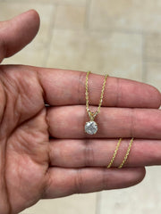 1.5 Carat Round Cut Real (Natural) Round Diamond Solitaire Pendant Necklace In 14K Yellow Gold, G-H