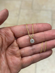 1.5 Carat Round Cut Real (Natural) Round Diamond Solitaire Pendant Necklace In 14K Yellow Gold, G-H