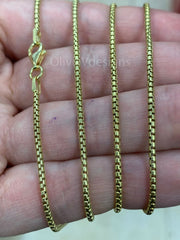 Round Box Chain, 1.5mm Round Box Chain, Sterling Silver Chain, 14k Yellow Gold, 925 Sterling Silver, Mens or Womens Chain, Made in Italy