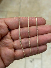 1.5mm Solid Margarita Sparkle Twisted Rock Chain REAL 14 Yellow Gold 18'' 20'', Sparkle Glitter Margarita Twisted Rock