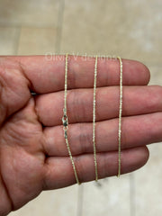 1.5mm Solid Margarita Sparkle Twisted Rock Chain REAL 14 Yellow Gold 18'' 20'', Sparkle Glitter Margarita Twisted Rock