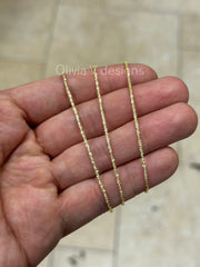 1.8mm Solid Adjustable Sparkle Twisted Rock Chain REAL 10K Yellow Gold Up To 22", Sparkle Glitter Margarita Twisted Rock