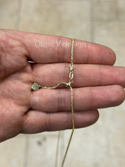 1.8mm Solid Adjustable Sparkle Twisted Rock Chain REAL 10K Yellow Gold Up To 22", Sparkle Glitter Margarita Twisted Rock