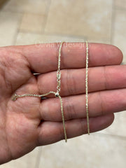 1.8mm Solid Adjustable Sparkle Twisted Rock Chain REAL 14K Yellow Gold Up To 22", Sparkle Glitter Margarita Twisted Rock