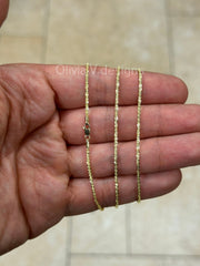 1.8mm Solid Margarita Sparkle Twisted Rock Chain REAL 14 Yellow Gold 10'' 16'' 18'' 20'', Sparkle Glitter Margarita Rock Anklet Necklace