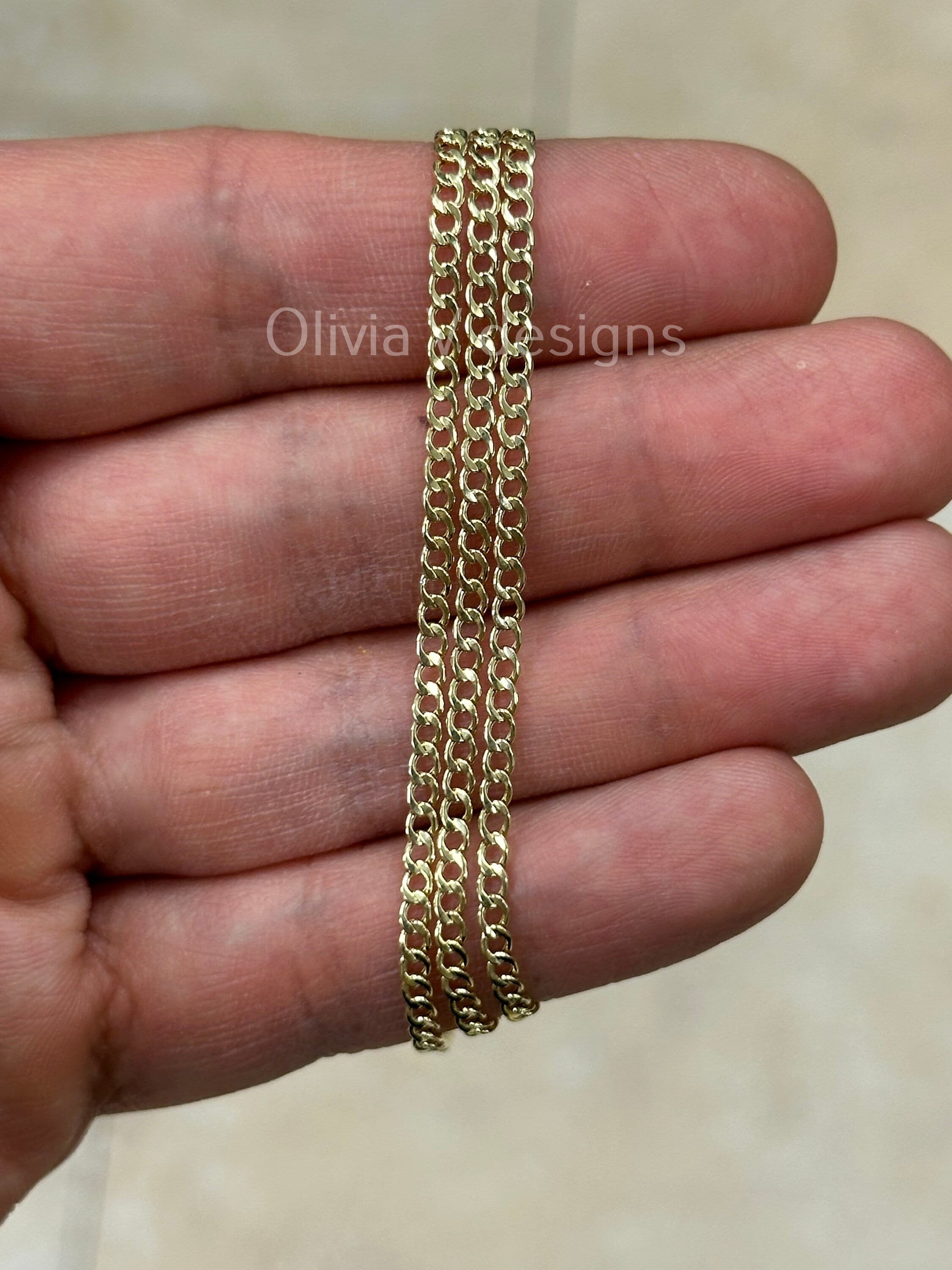 10K Solid Yellow Gold Cuban 2.50MM Link Chain Necklace 16" 18" 20" 22" 24" 28'' 30" ,Layering Chain , Everyday Minimal Chain, 10K Gold
