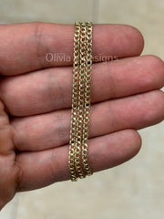 10K Solid Yellow Gold Cuban 2.50MM Link Chain Necklace 16" 18" 20" 22" 24" 28'' 30" ,Layering Chain , Everyday Minimal Chain, 10K Gold