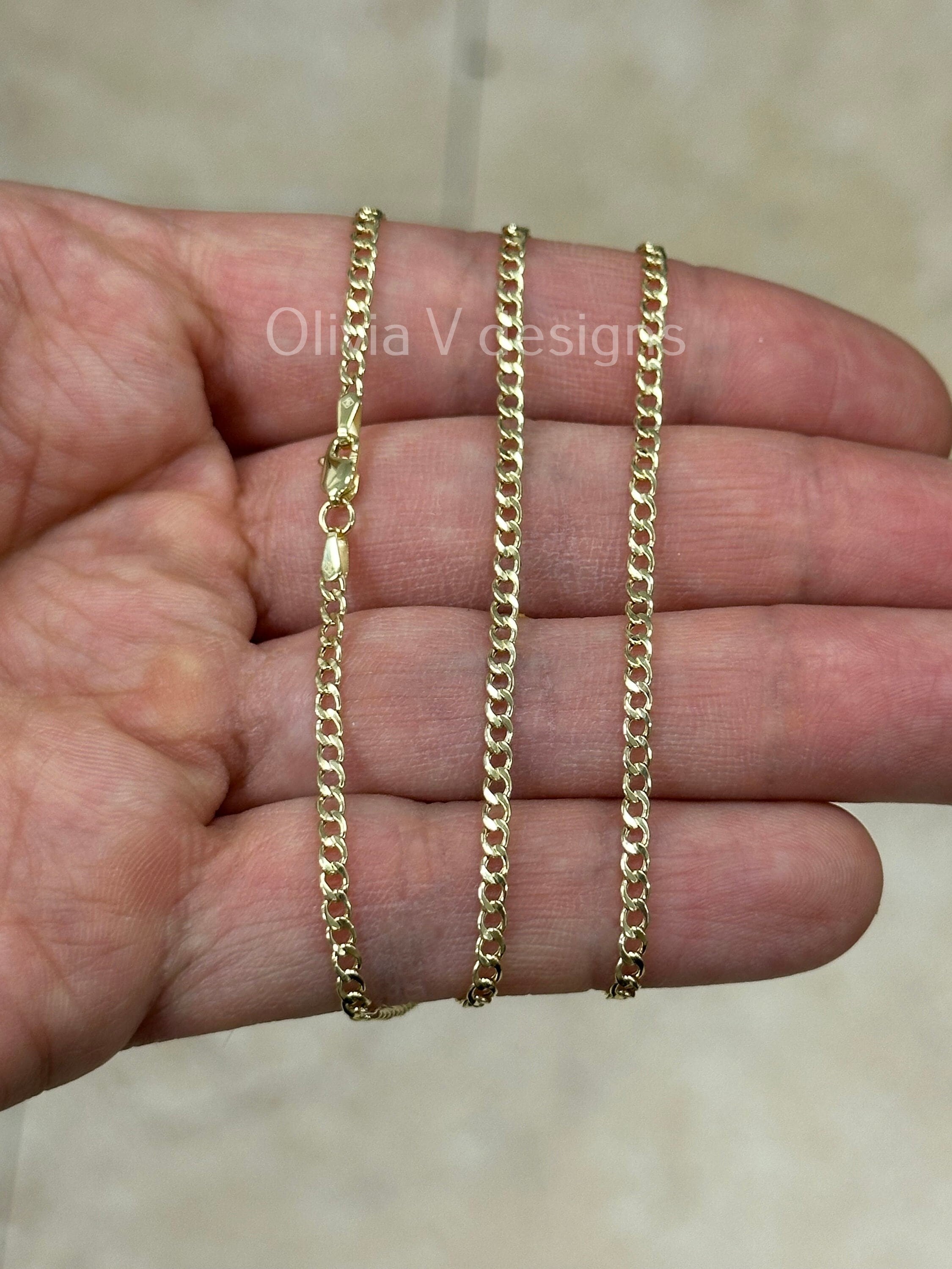 10K Solid Yellow Gold Cuban 2.50MM Link Chain Necklace 16" 18" 20" 22" 24" 28'' 30" ,Layering Chain , Everyday Minimal Chain, 10K Gold