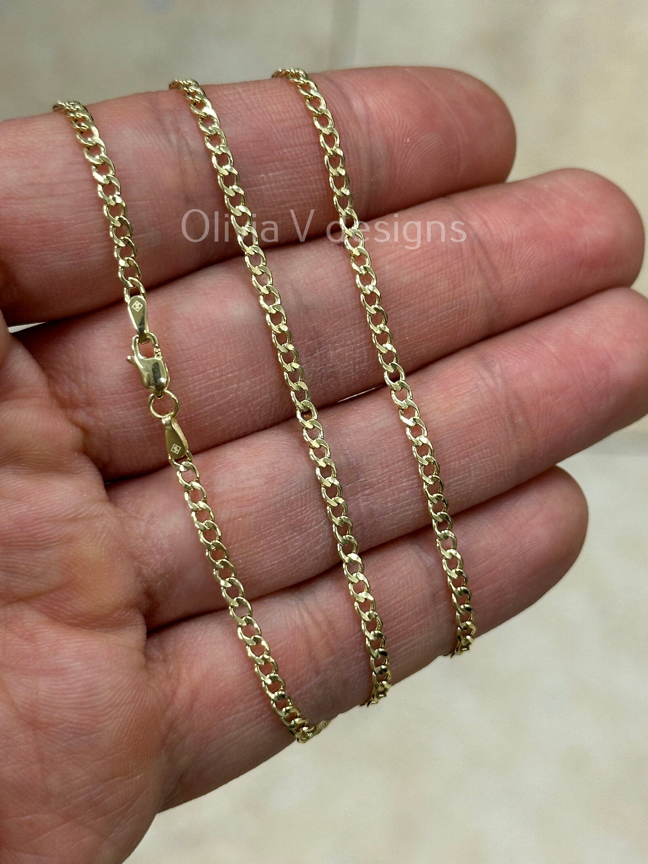 10K Solid Yellow Gold Cuban 2.50MM Link Chain Necklace 16" 18" 20" 22" 24" 28'' 30" ,Layering Chain , Everyday Minimal Chain, 10K Gold