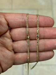 10K Solid Yellow Gold Cuban 2mm 2.5mm Link Chain Necklace 16" 18" 20" 22" 24" 26" 28" 30" ,Layering Chain , Everyday Minimal Chain, 10K Gold