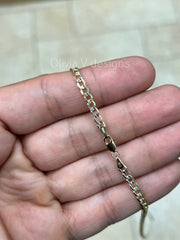 10K Solid Yellow Gold Cuban Two Tone Pave 3.5MM Link Chain Necklace 18" 20" 22" 24" ,Layering Chain , Everyday Minimal Chain, 10K Gold