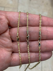 10K Solid Yellow Gold Necklace Gold Rope Chain 1.2mm 2mm 2.5mm, 10K Gold Rope Chain, 10K Rope Chain, Gold Chain, Diamond-Cut, Men, Woman