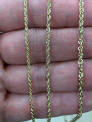10K Solid Yellow Gold Necklace Gold Rope Chain 1.2mm 2mm 2.5mm, 10K Gold Rope Chain, 10K Rope Chain, Gold Chain, Diamond-Cut, Men, Woman