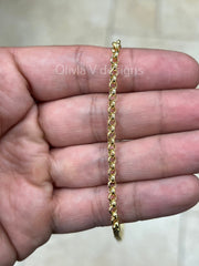 10K Solid Yellow Gold Rolo Necklace Chain 3.50mm 16'' 18'' 20'' 22'' 24''  - Round Cable Link - Rolo - 10k Real Gold