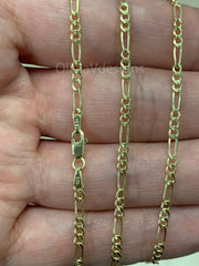 10K Yellow Gold Figaro Chain 2.30MM, 16'' 18'' 20'' 22'' 24'' 26'' 30" Inch, Gold Chain, Necklace, Figaro Link Chain, Yellow Gold, Women,Men