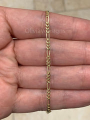 10K Yellow Gold Figaro Chain 2.30MM, 16'' 18'' 20'' 22'' 24'' 26'' 30" Inch, Gold Chain, Necklace, Figaro Link Chain, Yellow Gold, Women,Men
